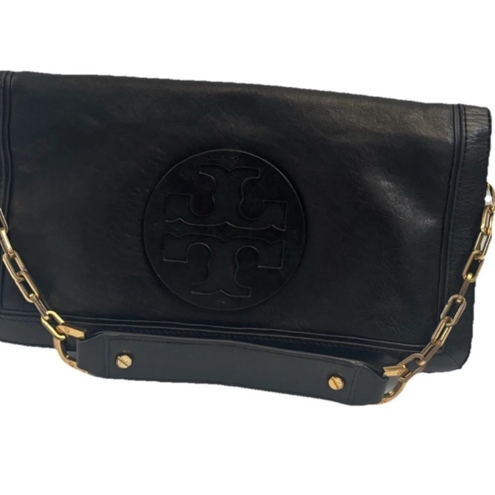 Tory Burch Handbag Purse Black Leather ShoulderBag Clutch - Picture 3 of 11